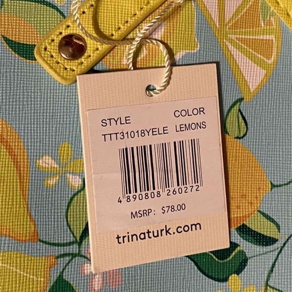 Trina Turk Lemon Print Tote Bag w/ Matching Wristlet | New w/ Tags - Picture 2 of 10